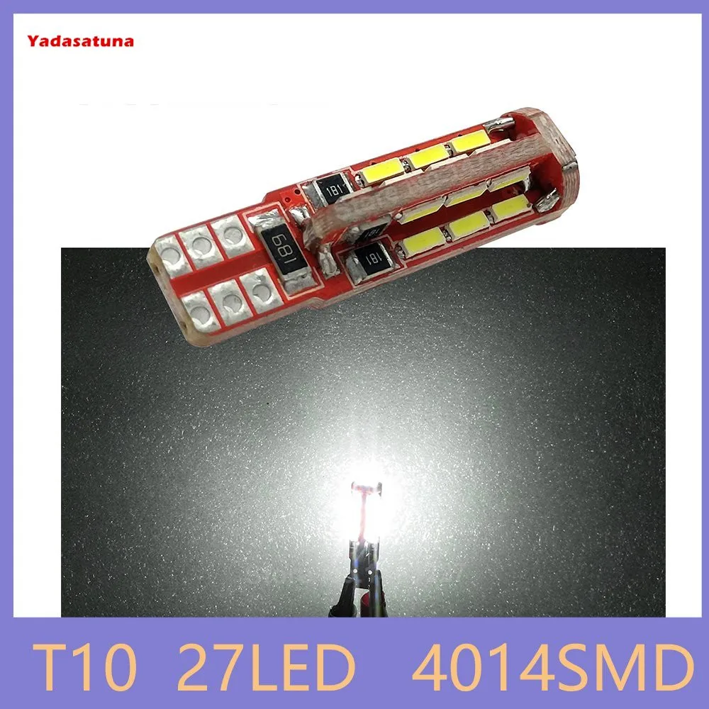 

4 шт./лот T10 W5W 194 168 4014 27SMD Canbus Error Free для боковые габаритные светодиодный индикатор фонарь освещения номерного знака белые универсальные для всех автомобилей