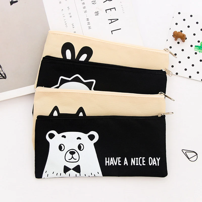 

Cute animal lion contracted Pencil Bag papelaria canvas Pencil Case stationery material escolor school supplies