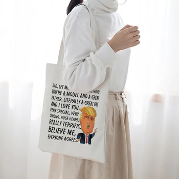 

Unique Canvas Bag Cotton Cloth Material USA President Pattern Shopping Shoulder Bag Outdoor Portable Tote Bags For Women and Man