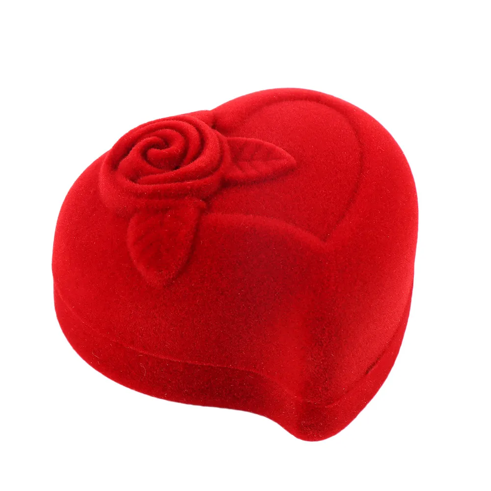 Высокое качество Любовь в форме сердца красные розы цветы бархатная коробочка для кольца ювелирные изделия помолвка свадебные коробки для хранения дисплей подарки держатель