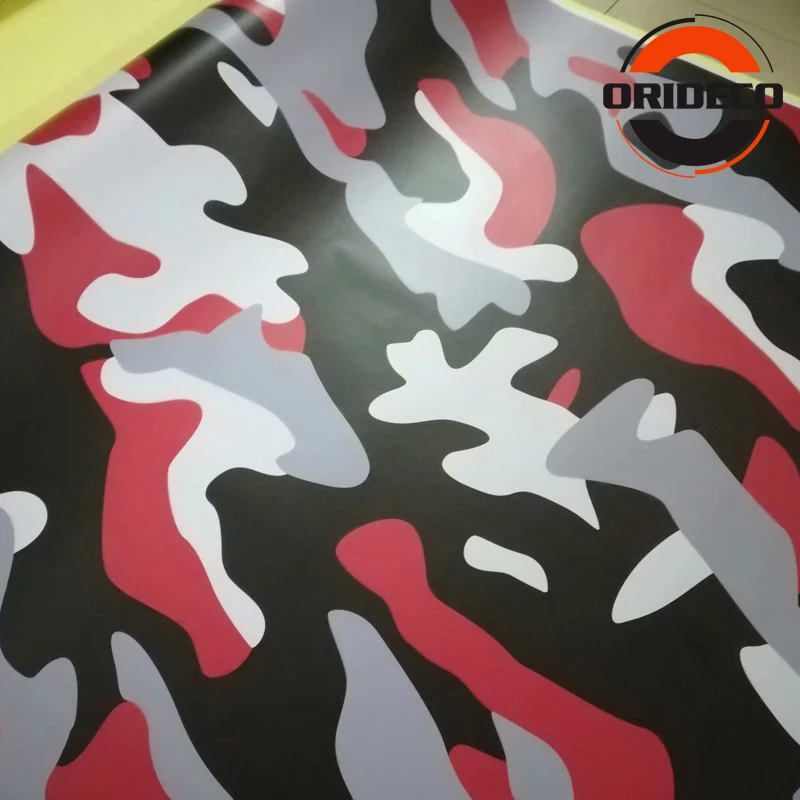 New Arrival red black white camo vinyl wraps 5