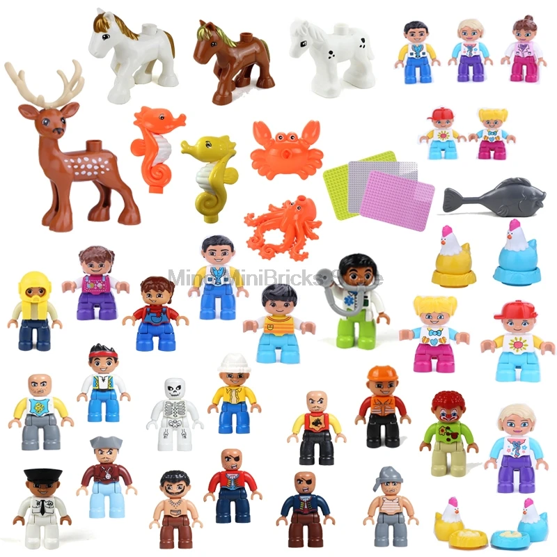 Блокировка серии Duplo фигурки животных пиратский лысый воин капитан медики