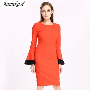 

Aamikast Women dress Autumn Winter Butterfly Sleeve Casual Work Business Office Party Fitted Bodycon Pencil Sheath Slim Dress