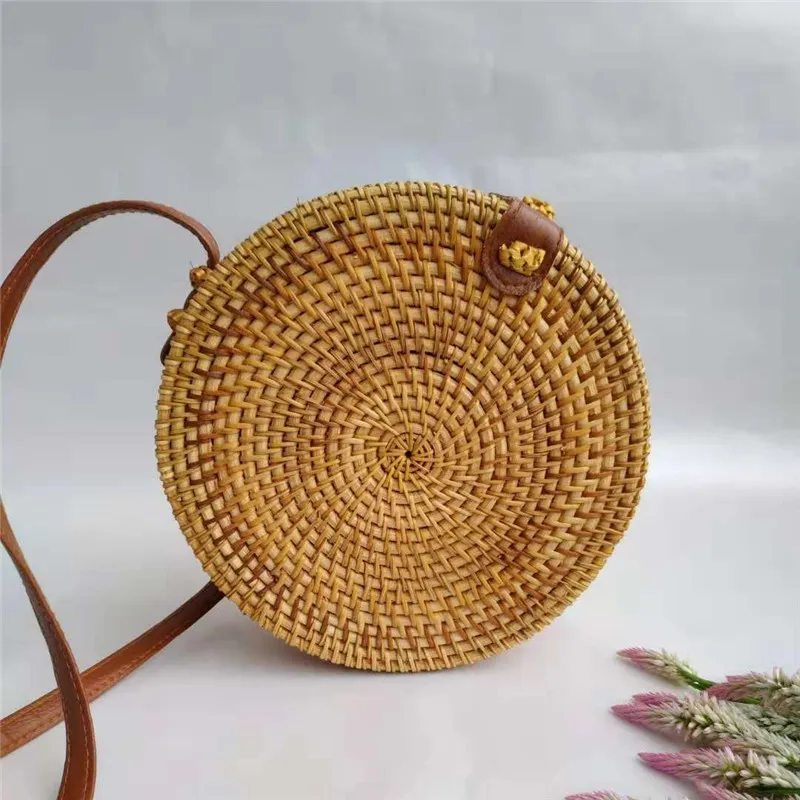 

Summer Beach Women Rattan Messenger Bag Cute Round Holiday Straw Weave Cross body Bag Hollow Out Brand Designer Circular Handbag