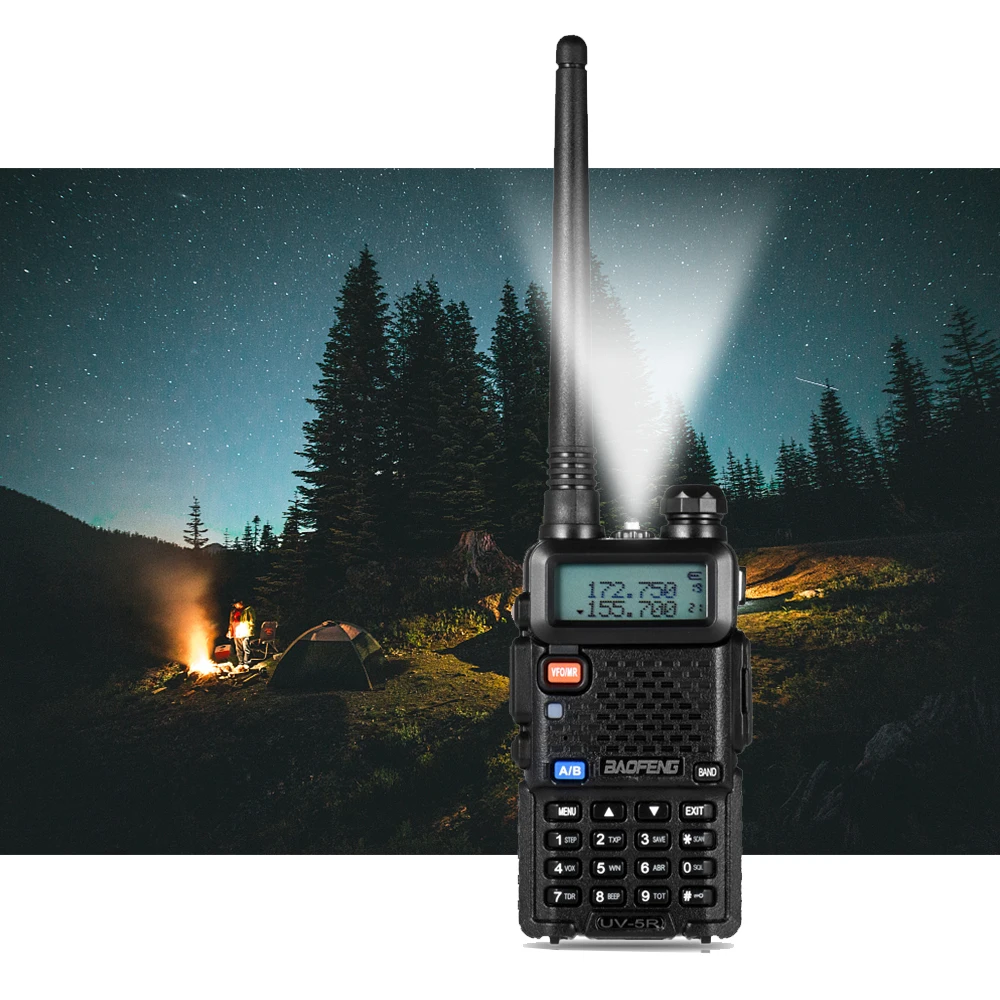 BAOFENG UV-5R портативная рация двухстороннее радио fm-приемопередатчик двухдиапазонный DTMF кодированный VOX сигнал тревоги светодиодный фонарик ключ замок