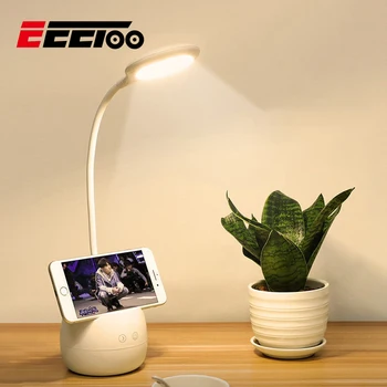 

EeeToo Study Desk Lamp USB Rechargeable Touch Dimming Lamp Desk LED With phone Holder Pen Holder LED Reading Table Lamp Children
