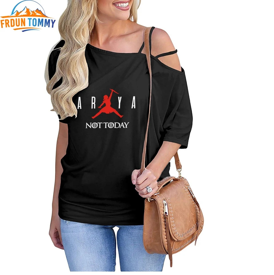 

2019 Arya New Print Game Of Thrones new Print Shirt Female Harajuku Off Shoulder Vintage Summer T-Shirt Women Hollow Femme Tops
