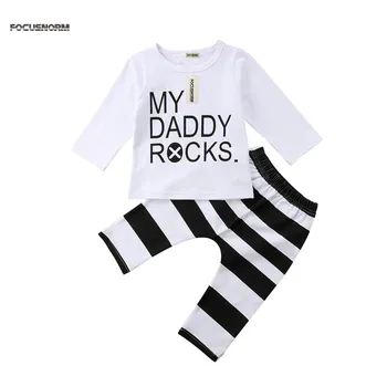

Newborn 2pcs Baby Infant Girls Clothes Letter Tops T-Shirts Long Sleeve Outfits Striped Pants Casual Baby Girl Clothing New