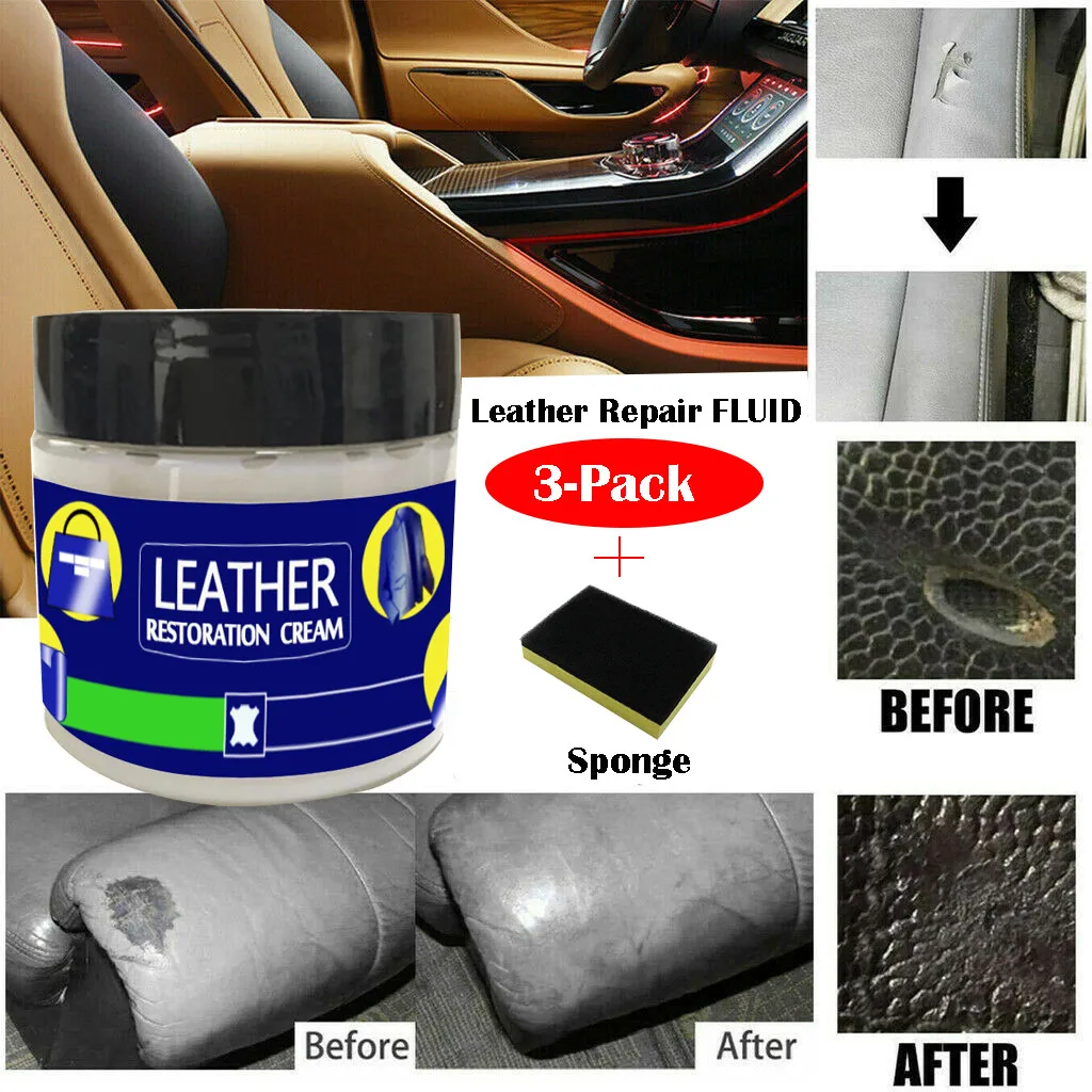 Leather Repair Filler Cream Kit Restore Car Seat Sofa Scratch Scuffs Holes Rip e