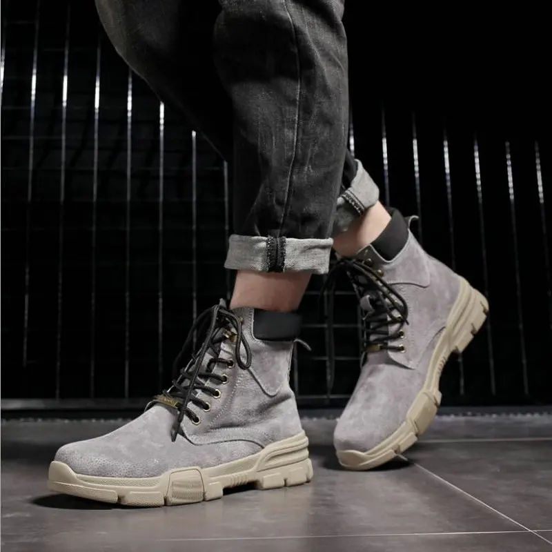 

Mens army boots Casual martin ankle boots High Top Shoes Male military boots Non-Slip outdoor Genuine leather Shoes PP-31