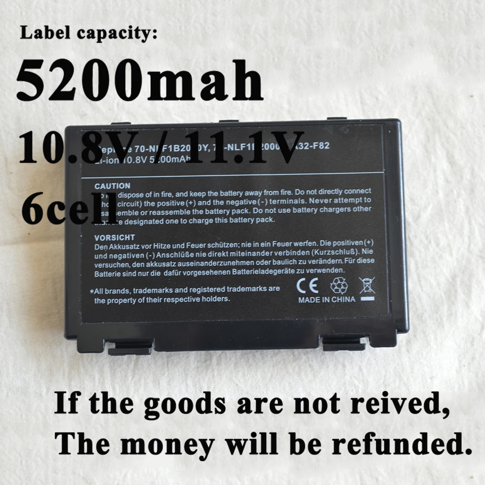 Pаспродажа Аккумулятор для ноутбука ASUS K50AB K70 F82 K50I K60IJ K61IC K50C K50ID k50IE K50IL K50IP K50X K51A K51AB A32 F82 A32 F52 K40E K6C11