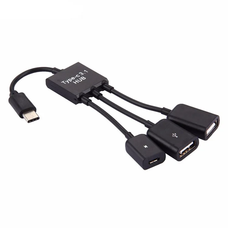 

3in1 USB 3.1 Type-C To Micro USB 2.0 Power Charging Host OTG Hub Cable Adapter for Smart Phone