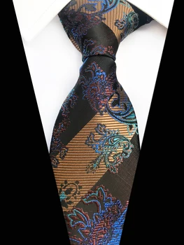 

Designer 8cm Men Formal Tie Wedding Party Luxury Paisley Necktie with Diagonal Stripe