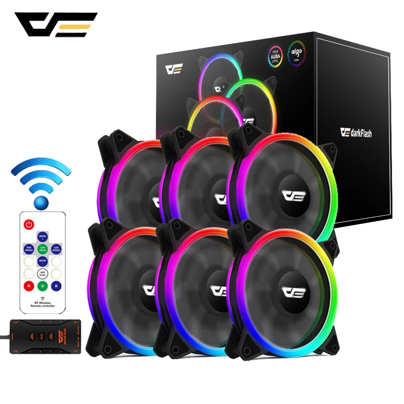darkFlash Aurora DR12 Pro Computer PC Case Fan 120mm RGB LED Case Fan ASUS Aura Sync Cooler