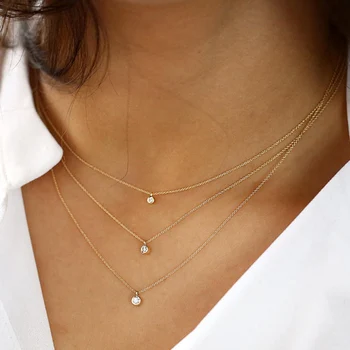 

New Fashion Women Multilayer Alloy Pendant Necklace Chain Jewelry Drop shipping Wholesale price Crystal Zircon Necklace 1Pcs