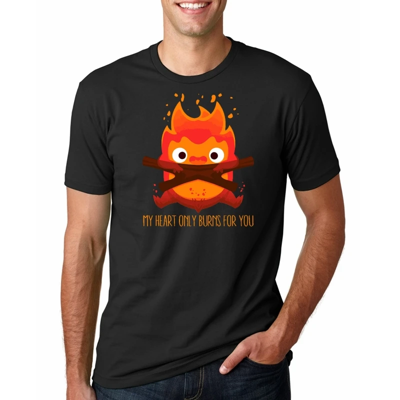 

Lonely Fire Demon T shirt Calcifer Howl's Moving Castle Studio Ghibli T-shirt men casual Tee shirt harajuku Tops tshirt camiseta