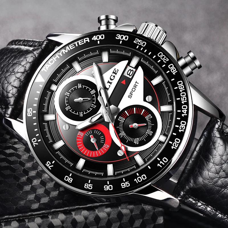 LIGE Mens Watches Top Brand Luxury Fashion Business Quartz Watch Men Sport Full Steel Waterproof Black Clock relogio masculino