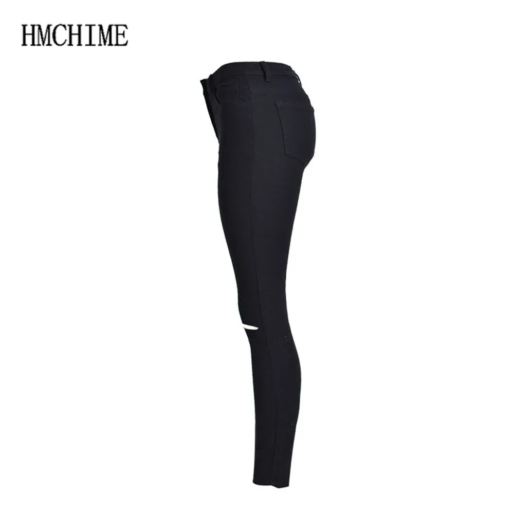 Pure cotton black women jeans zipper fly high waist stretch elastic