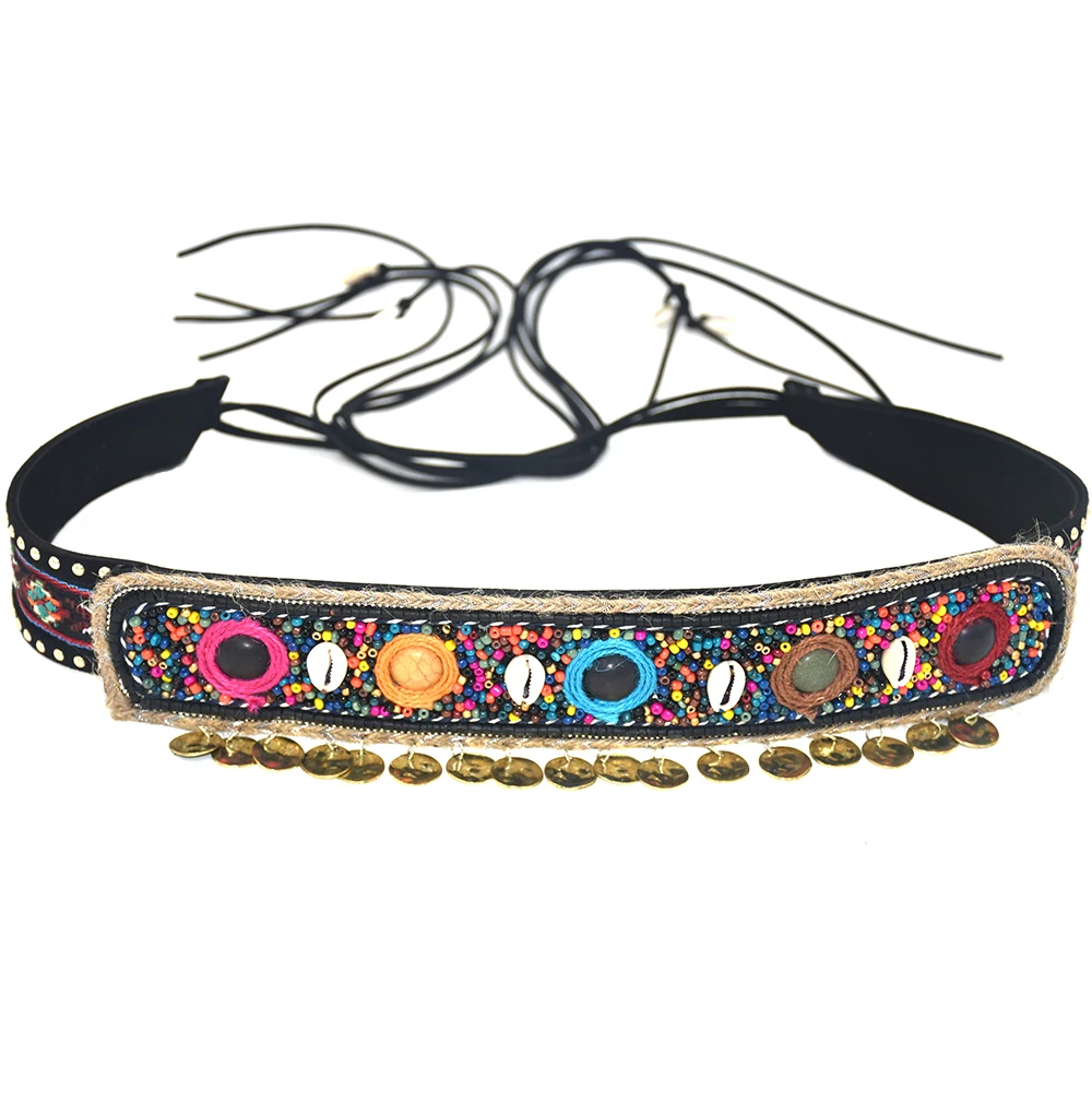 Gypsy Hippie Boho Bohemian Belly Chain Belt Dance Body Chain Ethnic Sash Casual Waist Belt Dresse Retro Black Leather Belts