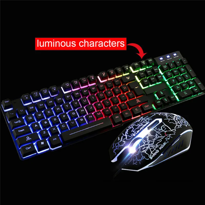 

Wired LED Backlit Multimedia Ergonomic Usb Gaming Keyboard Mouse Combo Illuminated Optical Gamer Mouse Sets+Mouse Pad