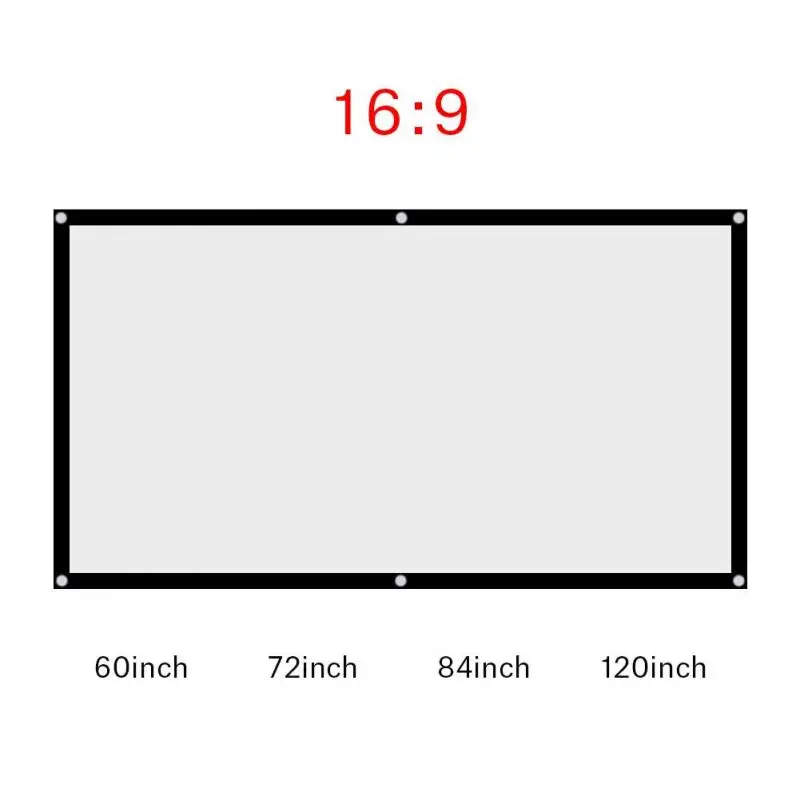 60 Inch Portable Projection Screen - Non-Crease White Polyester Fabric For Indoor & Outdoor Movies