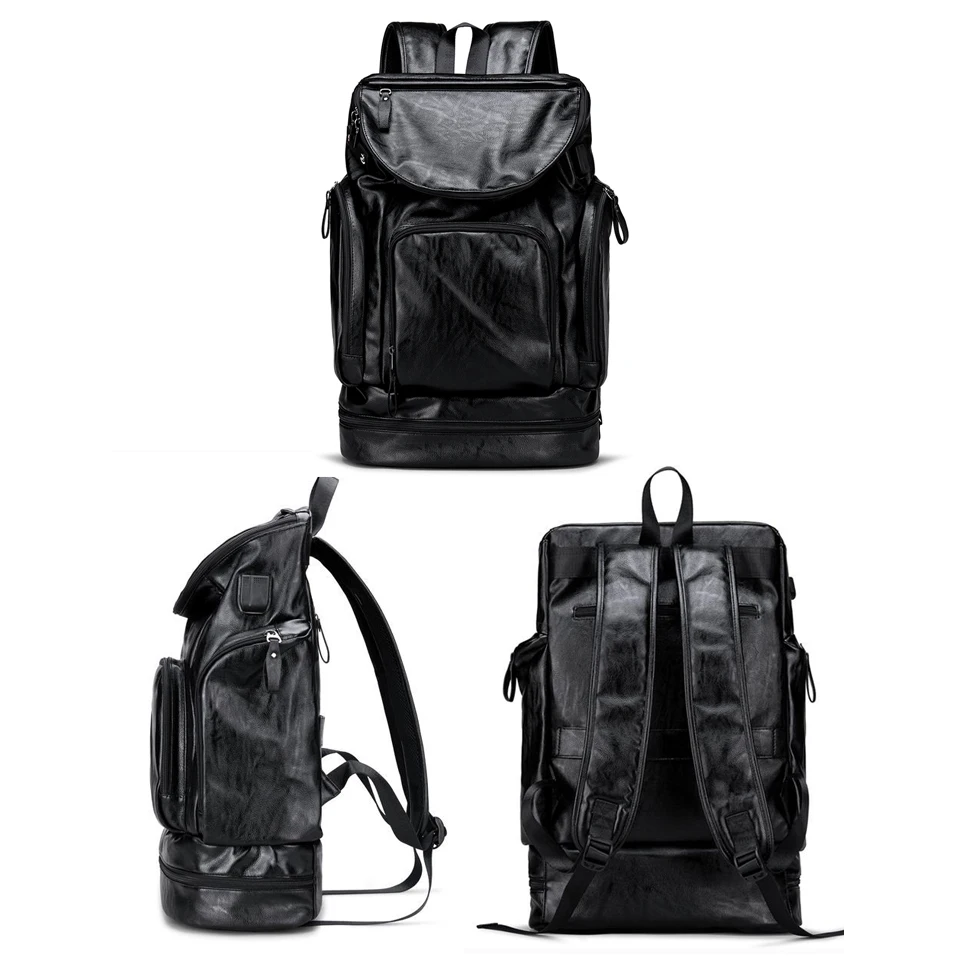 Pu Leather Anti Theft Laptop Backpack Bag 17 Inch 15.6'' Notebook Men Women Backpack Male Waterproof USB Outdoor Travel Bagpack