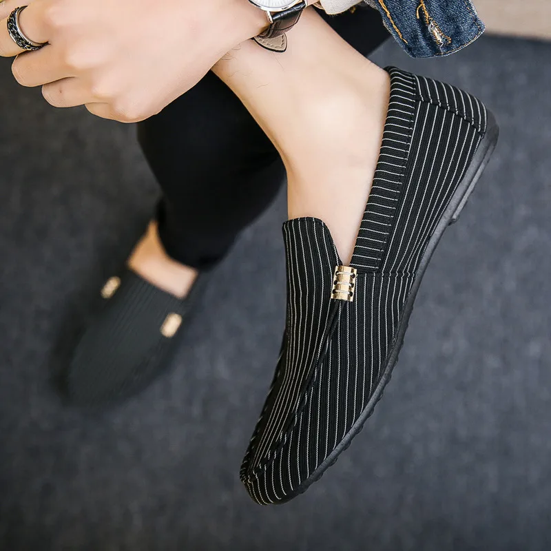 

2019 Spring New Men's Shoes Guy Casual Shoes Lazy Set of Feet Peas Shoes Men's Striped Fashion Hot Sale