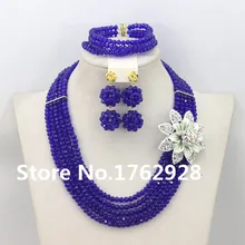 Королевский синий кристалл Бусины Мода в нигерийском стиле традиционные Свадебные африканские Бусины комплект ювелирных изделий, Для женщин Ожерелья для мужчин браслет Серьги