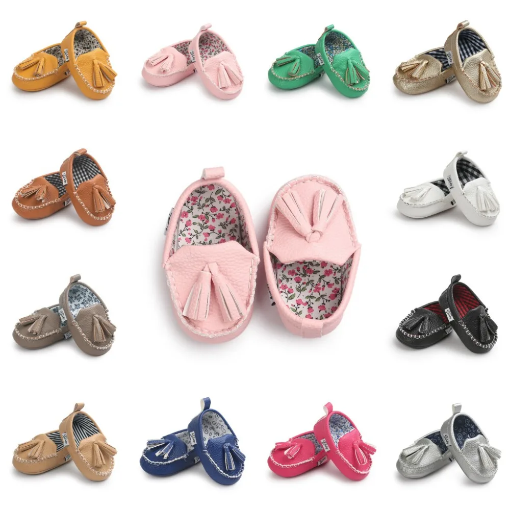 

ROMIRUS PU Leather Baby Girls Shoes Fringe Newborn Infant Toddler First Walkers Tassel Soft Soled Loafers Footwear Babies Girl