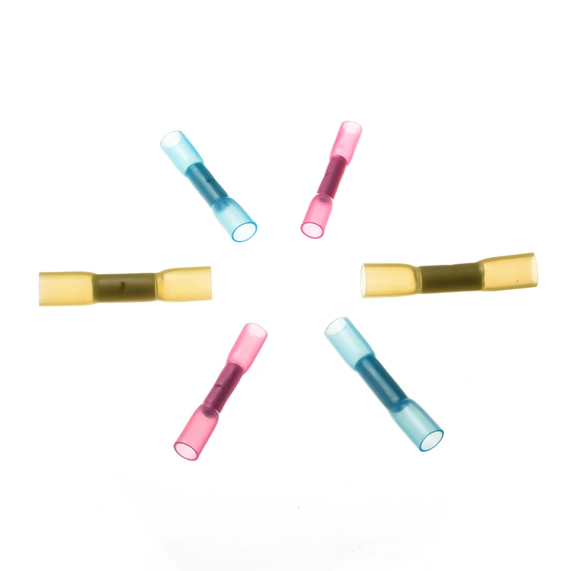 

0.5-4.0mm2 Insulated Heat Shrink Wire Crimp Butt Connector Shrinkable Splice Terminal 100PCS Electrical Wire Cable Connector Set