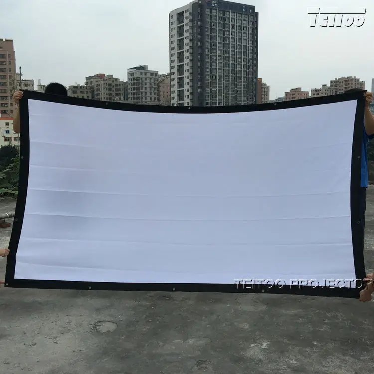 

2016 High Quality 120 Inches 16:9 White Curtain Projection Screen Suitable for HD 3D LED Smart Movie Home Theater Projector Beam