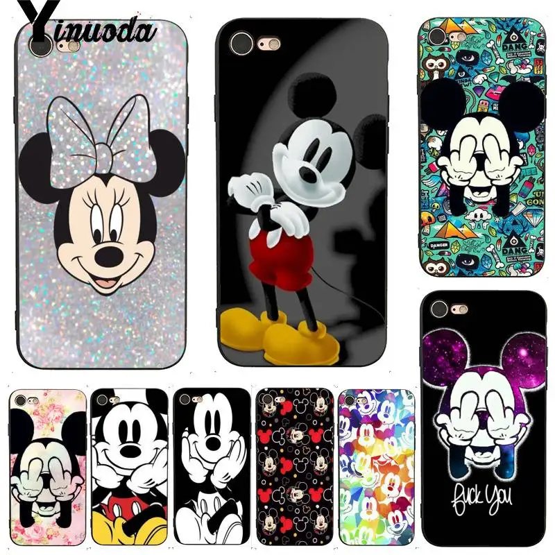 

Yinuoda For iphone 7 6 X Case Beauty Cartoon Mickey Minnie Mouse Coque Shell Phone Case for iPhone 7 X 6 6S 8 Plus 5 5S XS XR