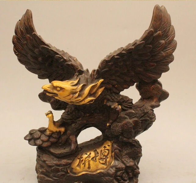 

R0717 Details about 9" Chinese Folk Feng Shui Bronze Fly Hawk Eagle King of birds Statue Sculpture (B0413)