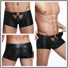 Для мужчин S пикантные Нижнее Бельё для девочек черный Искусственная кожа латекс шорты-боксеры Эластичный под Шорты для женщин выдалбливают Для мужчин Эротическое Брюки для девочек Трусики для женщин