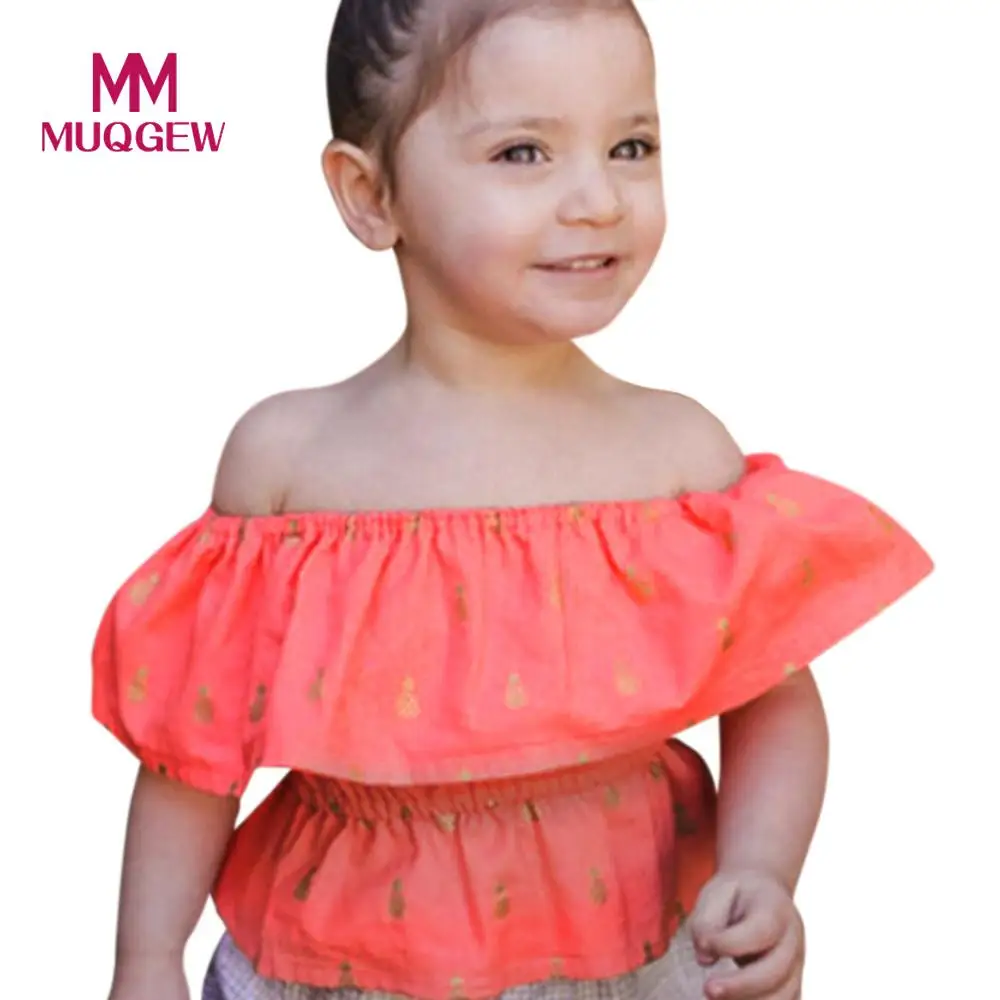 MUQGEW Baby Kids Girls Tops Fashion Summer Infant Off Shouder Print
