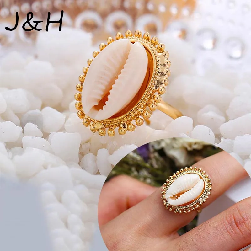 

Anillos Accessories Bohemian Antique Gold Shell Ring Midi Finger Knuckle Rings Summer Vocation Beach Jewelry For Women Gift