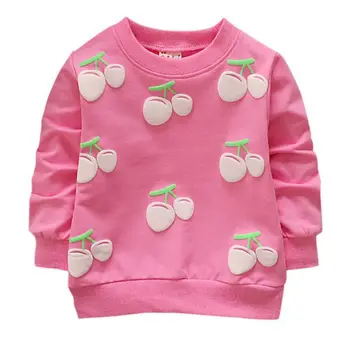 

Girl's Autumn Spring Sweatshirts Baby Kids Toddler Long Sleeves Tops Cute Cherry Printed Cotton T Shirts 0-24M