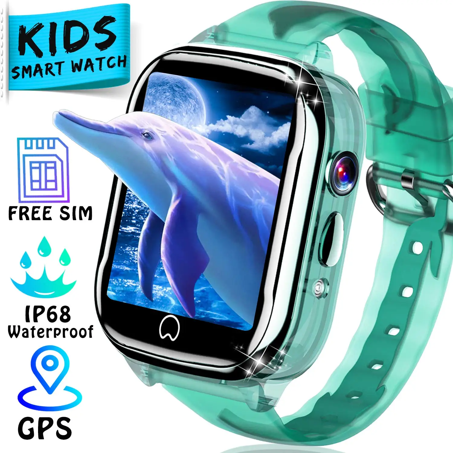 Водонепроницаемые детские часы-умные часы для детей, gps трекер, телефон, часы для мальчиков и девочек, умные часы с двусторонним вызовом, SOS, анти-потеря, будильник - Цвет: Зеленый