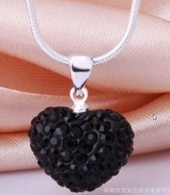 5pcs/lot 10*14mm Mix multicolor white rose silver plated snake chain heart beads crystal Crystal necklace gift t353 | Украшения и