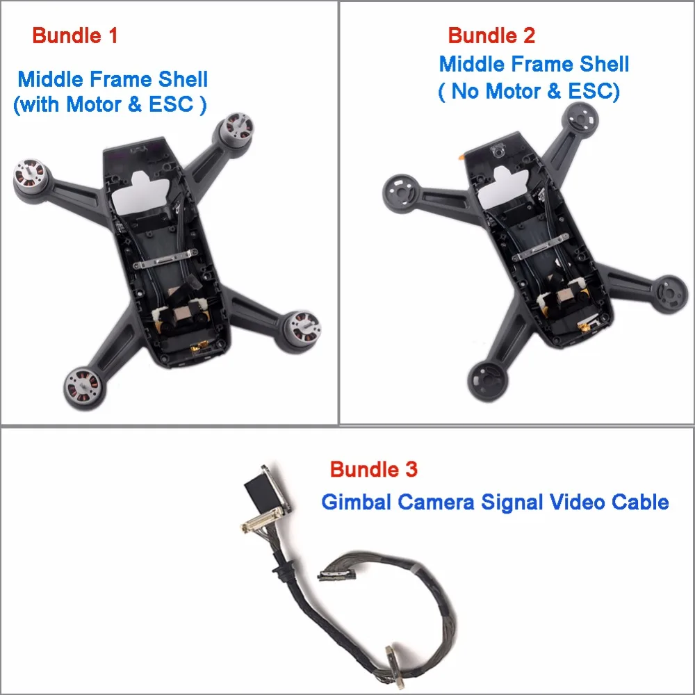 

Original Middle Frame Body Shell with Motor ESC LED Cover / No Motor, ESC / Gimbal Camera Signal Video Cable For DJI SPark Drone