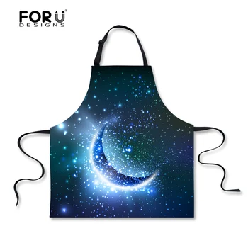 

FORUDESIGNS Starry Starry Night Picture Art Painter Apron Moon Chef Waterproof Apron Galaxy Designer Gardener Anti Dirty Apron