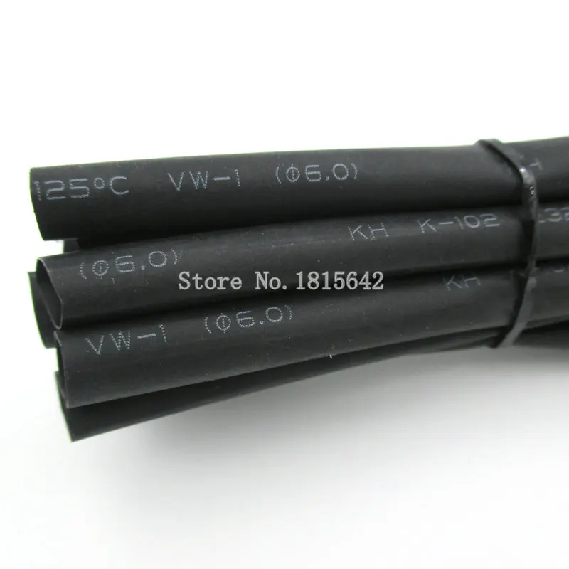 2 м/лот черный 6 мм термоусадочная трубка трубчатая оплетка провода черного цвета