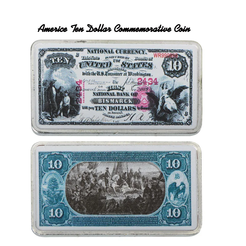 WR 10 долларов мира бумажные деньги Американский 1875 год Красочные банкноты серебряные бруски Роскошные металлические поделки металлические бруски для коллекции