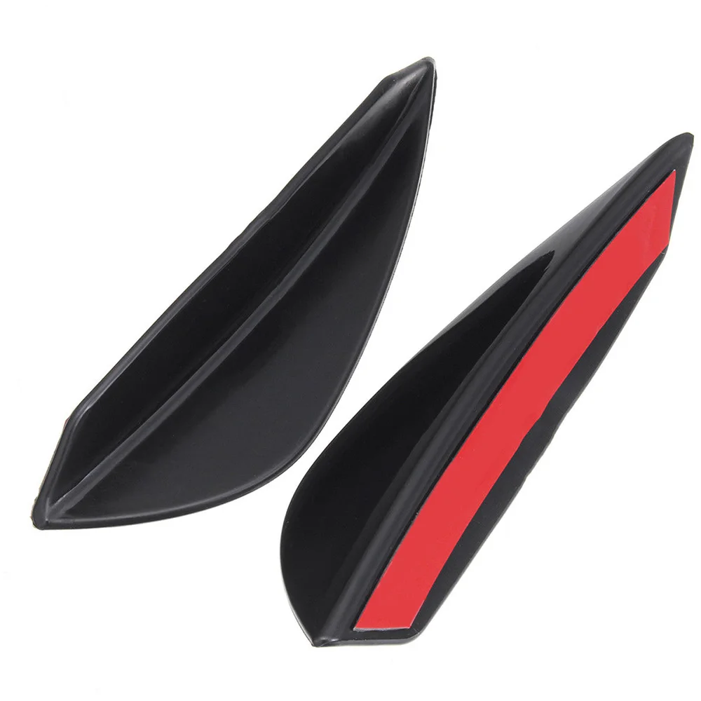 4Pcs 25cm Universal Black ABS Car Auto Front Bumper Fins Spoiler Refit Canards