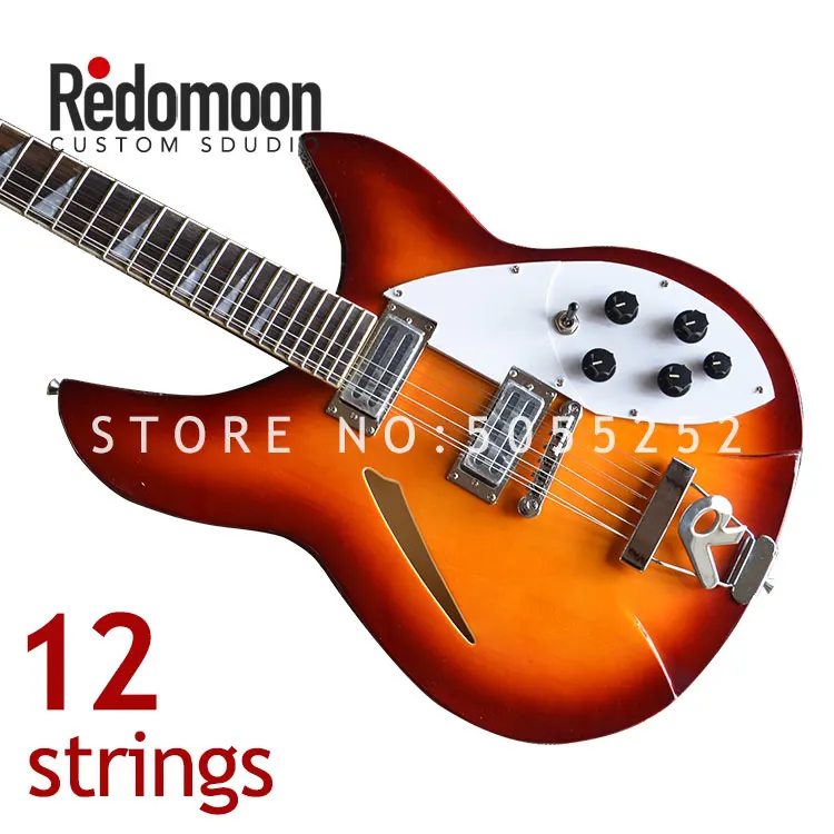Заводская электрическая гитара Rickenback 12 струн sunburst цвет полый корпус музыкальный инструмент магазин