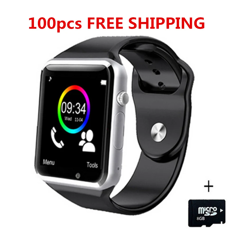 

100PCS A1 WristWatch Bluetooth Smart Watch Sport Pedometer Tracker Smartwatch For Android Smartphone Russia T15 PK DZ09 GT08