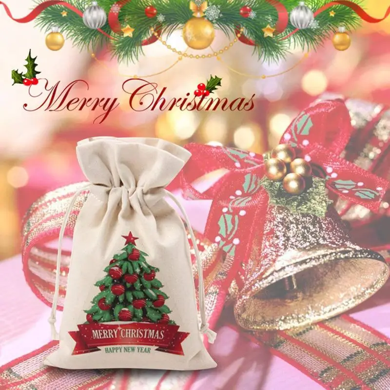 Рождественские подарочные сумки, шнурок из органзы подарочные пакеты мешок Санты Свадебная обертка для конфет сумки, 9,5 дюймов x 6,3 дюймов