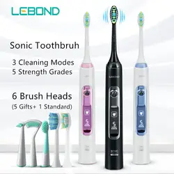 LEBOND Sonic электрические зубные щётки перезаряжаемые V2 с 6 кисточки головок 3 режима портативный индуктивной зарядки водонепроница