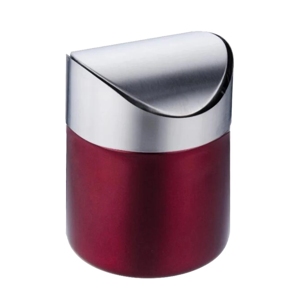 Blue/Pink/Green/Red/Silver Stainless Steel Trash Cans Desktop Mini Ashtray Car Garbage Bin Wastebasket Home/Office