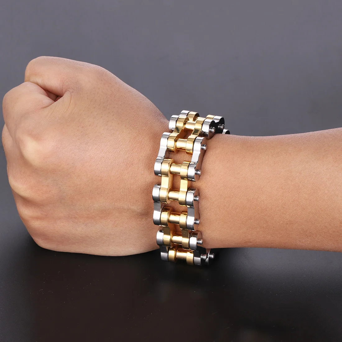 

Stainless Steel Link Chain Bracelet for Men Steampunk Motorcycle Bracelets Men's Jewelry Large Size Wholesale Drop Shipping SL20